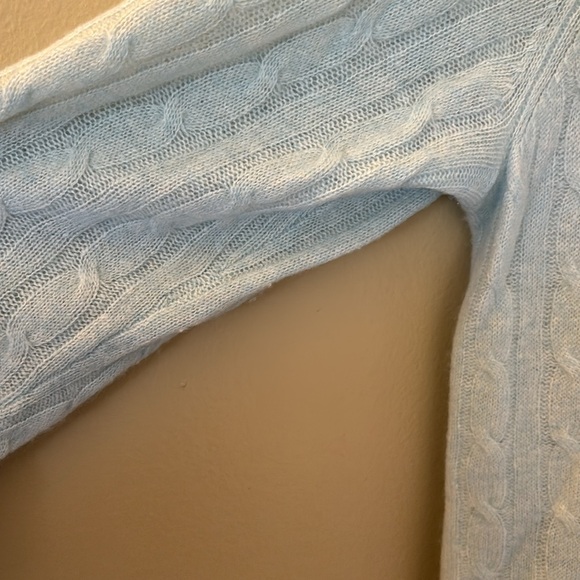 White + Warren Light Blue 100% Cashmere Open Front Cardigan Size Large - Picture 5 of 8